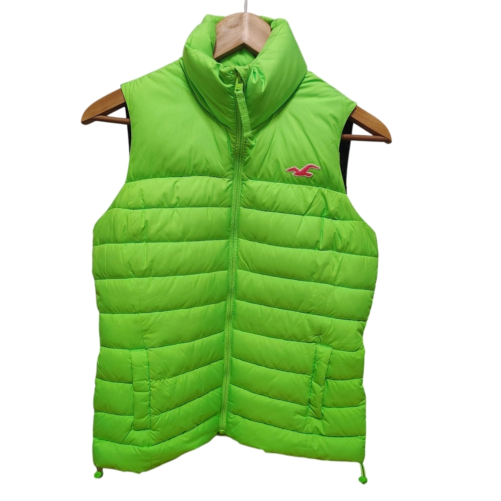 Hollister Neon Green Puffer Vest